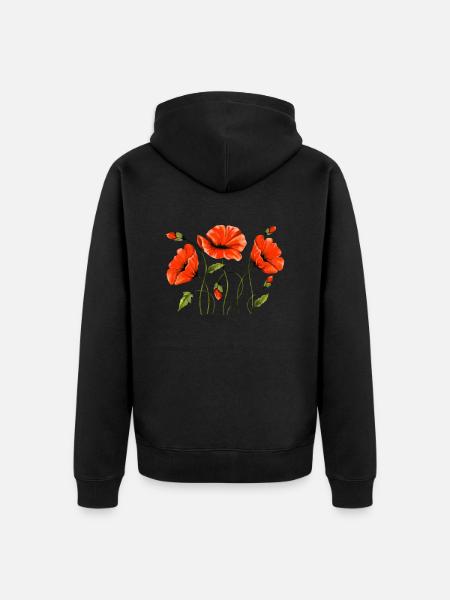 Blumen - Unisex Premium Bio Zip Hoodie - Schwarz