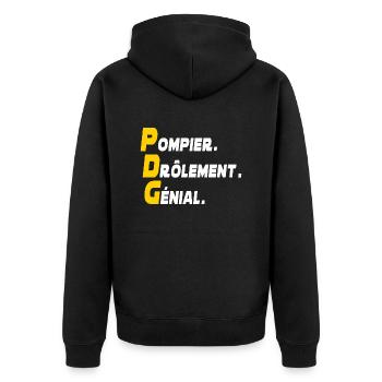 cadeau humour pompier / pompier drôlement génial - Veste à capuche bio Premium Unisexe - noir - Dos - Nico (187cm)