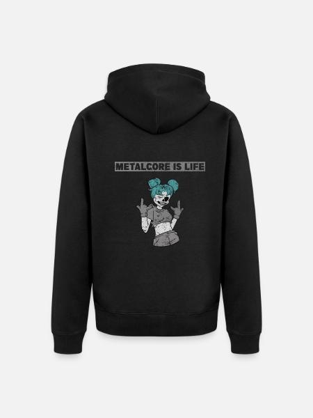 Metalcore to życie metalhead - Premium økologisk unisex-hættejakke - sort