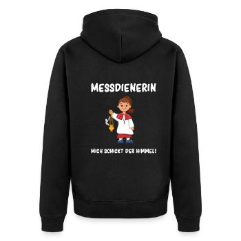 Ministrantin Messdienerin Mich Schickt Der Himmel - Unisex Premium Bio Zip Hoodie - Schwarz - Hinten - Nico (187cm)