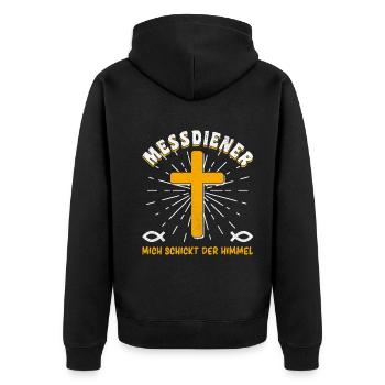 Ministrant Messdiener Mich Schickt Der Himmel - Unisex Premium Bio Zip Hoodie - Schwarz - Hinten - Nico (187cm)