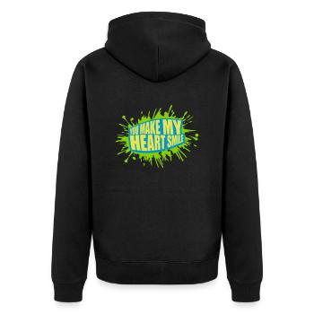 make my heart smile - Unisex Premium Bio Zip Hoodie - Schwarz - Hinten - Nico (187cm)
