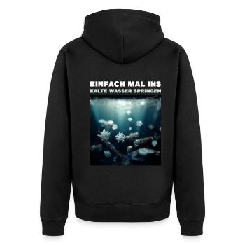Eisbaden Einfach Mal Ins Kalte Wasser Springen - Unisex Premium Bio Zip Hoodie - Schwarz - Hinten - Nico (187cm)