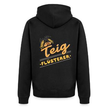 Pizza Bäcker Konditor | Teigflüsterer - Unisex Premium Bio Zip Hoodie - Schwarz - Hinten - Nico (187cm)