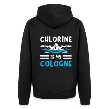 Swimming Lifeguard | Chlorine Is My Cologne - Unisex Premium Organic Zip Hoodie - black - Back - Nico (187cm)