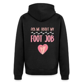 Pedicure | Ask Me About My Food Job - Unisex Premium Organic Zip Hoodie - black - Back - Nico (187cm)