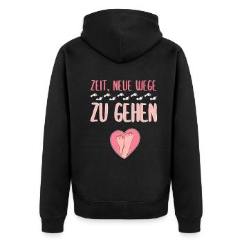 Zeit Neue Wege Zu Gehen - Unisex Premium Bio Zip Hoodie - Schwarz - Hinten - Nico (187cm)