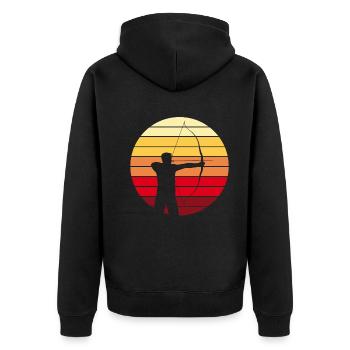 Archery Archer Retro Vintage Gift - Unisex Premium Organic Zip Hoodie - black - Back - Nico (187cm)