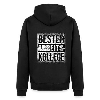 Bester Arbeitskollege Mitarbeiter Geschenk Herren - Unisex Premium Bio Zip Hoodie - Schwarz - Hinten - Nico (187cm)