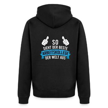 Bester Arbeitskollege Spruch Geschenk Herren - Unisex Premium Bio Zip Hoodie - Schwarz - Hinten - Nico (187cm)