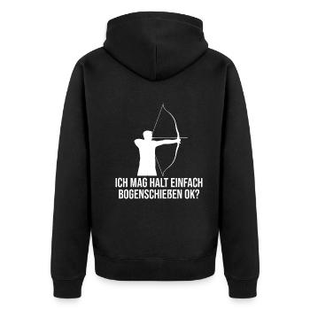 Bogenschießen Lustiger Spruch Geschenk - Unisex Premium Bio Zip Hoodie - Schwarz - Hinten - Nico (187cm)