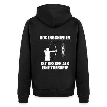 Bogenschießen Bogenschütze Spruch Geschenk - Unisex Premium Bio Zip Hoodie - Schwarz - Hinten - Nico (187cm)