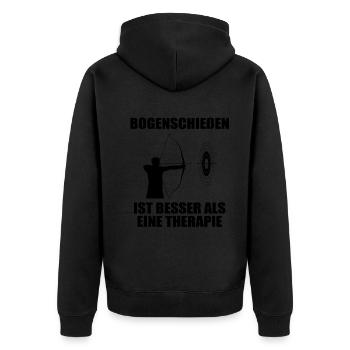 Bogenschießen Bogenschütze Spruch Geschenk - Unisex Premium Bio Zip Hoodie - Schwarz - Hinten - Nico (187cm)