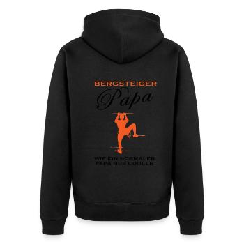 Bergsteiger Papa Spruch Klettern Geschenk Herren - Unisex Premium Bio Zip Hoodie - Schwarz - Hinten - Nico (187cm)