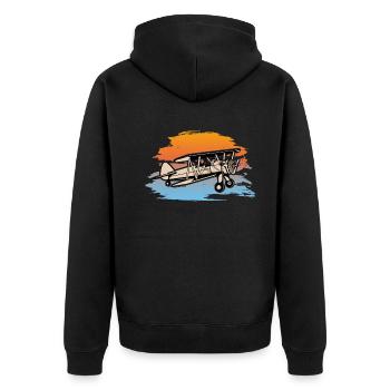 Biplane Airplane Pilot Flight Instructor Gift - Unisex Premium Organic Zip Hoodie - black - Back - Nico (187cm)