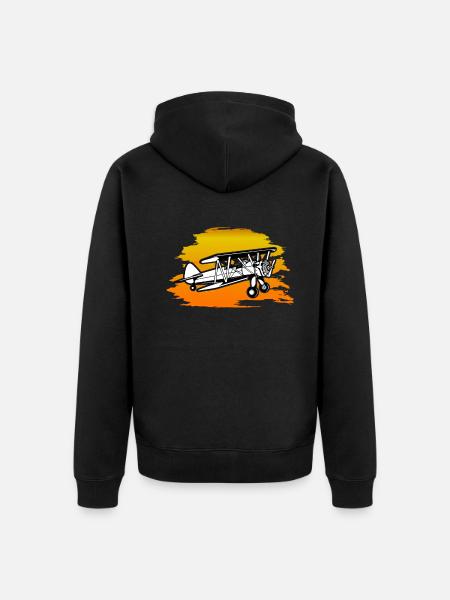 Doppeldecker Flugzeug Pilot Fluglehrer Geschenk - Unisex Premium Bio Zip Hoodie - Schwarz