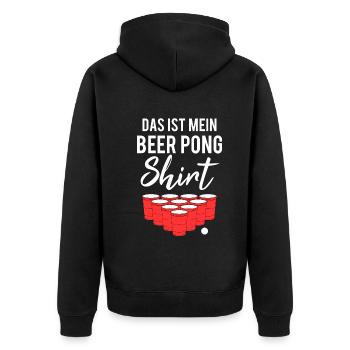 Beer Pong Bier Pong Lustiger Spruch Geschenk - Unisex Premium Bio Zip Hoodie - Schwarz - Hinten - Nico (187cm)