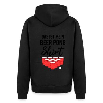 Beer Pong Bier Pong Lustiger Spruch Geschenk - Unisex Premium Bio Zip Hoodie - Schwarz - Hinten - Nico (187cm)