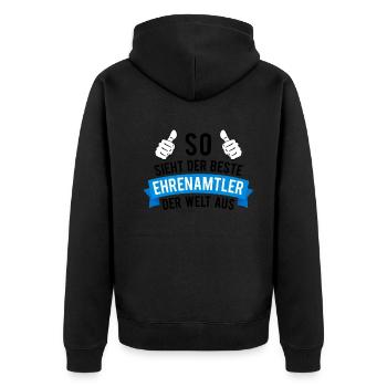 Ehrenamt Bester Ehrenamtler Cooler Spruch Outfit - Unisex Premium Bio Zip Hoodie - Schwarz - Hinten - Nico (187cm)