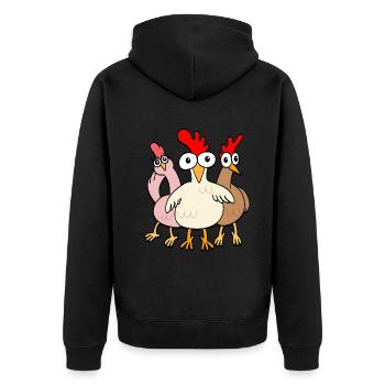Funny Chickens Chicken Keeper Chicken Lovers Chicken - Unisex Premium Organic Zip Hoodie - black - Back - Nico (187cm)