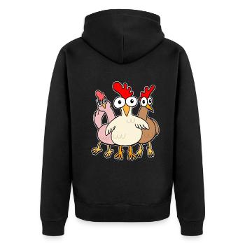 Funny Chickens Chicken Keeper Chicken Lovers Chicken - Unisex Premium Organic Zip Hoodie - black - Back - Nico (187cm)