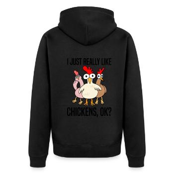 Drôles de poulets Amateurs de poulet disant cadeau - Veste à capuche bio Premium Unisexe - noir - Dos - Nico (187cm)
