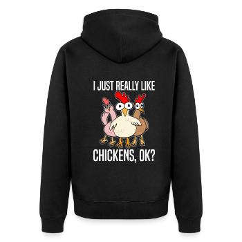 Drôles de poulets Amateurs de poulet disant cadeau - Veste à capuche bio Premium Unisexe - noir - Dos - Nico (187cm)