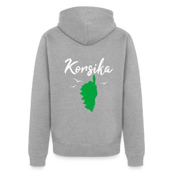 Corsica Island Map France Holiday Gift - Unisex Premium Organic Zip Hoodie - heather grey - Back - Nico (187cm)