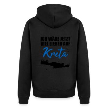 Kreta Lustiger Spruch Griechenland Insel Geschenk - Unisex Premium Bio Zip Hoodie - Schwarz - Hinten - Nico (187cm)