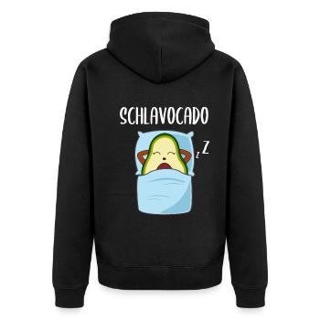 Lustige Avocado Schlafende Frucht Beere Geschenk - Unisex Premium Bio Zip Hoodie - Schwarz - Hinten - Nico (187cm)