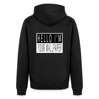 statement anonymous mask hacker quote present - Unisex Premium Bio Zip Hoodie - Schwarz - Hinten - Nico (187cm)