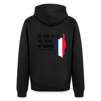Korsika Lustiger Spruch Frankreich Insel Geschenk - Unisex Premium Bio Zip Hoodie - Schwarz - Hinten - Nico (187cm)