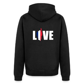 Korsika Liebhaber Motiv Frankreich Urlaub Geschenk - Unisex Premium Bio Zip Hoodie - Schwarz - Hinten - Nico (187cm)