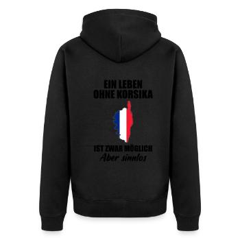 Korsika Lustiger Spruch Frankreich Insel Geschenk - Unisex Premium Bio Zip Hoodie - Schwarz - Hinten - Nico (187cm)
