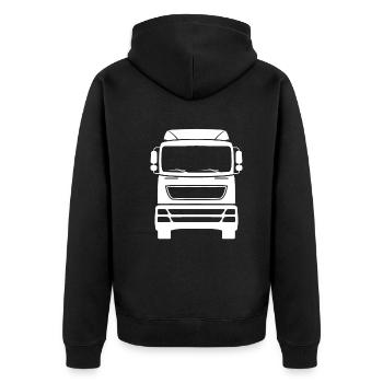 LKW-Fahrer Fernfahrer Lkw Fahrer Geschenk - Unisex Premium Bio Zip Hoodie - Schwarz - Hinten - Nico (187cm)
