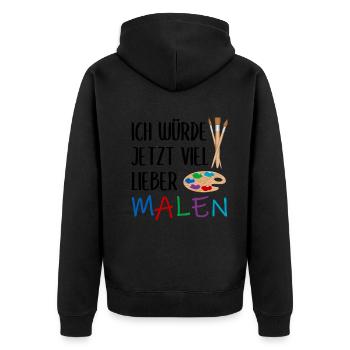 Malerei Kunst Künstler Lustiger Spruch Geschenk - Unisex Premium Bio Zip Hoodie - Schwarz - Hinten - Nico (187cm)