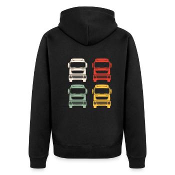 LKW-Fahrer Fernfahrer Retro Vintage Geschenk - Unisex Premium Bio Zip Hoodie - Schwarz - Hinten - Nico (187cm)