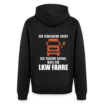 LKW-Fahrer Fernfahrer Lustiger Spruch Geschenk - Unisex Premium Bio Zip Hoodie - Schwarz - Hinten - Nico (187cm)
