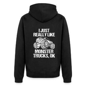 Monstertruck Monster Truck Fans Spruch Geschenk - Unisex Premium Bio Zip Hoodie - Schwarz - Hinten - Nico (187cm)