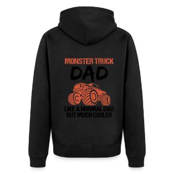 Monstertruck Papa Spruch Monster Truck Geschenk - Unisex Premium Bio Zip Hoodie - Schwarz - Hinten - Nico (187cm)