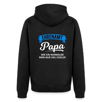 Ehrenamt Papa Spruch Ehrenamtler Geschenk - Unisex Premium Bio Zip Hoodie - Schwarz - Hinten - Nico (187cm)