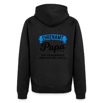 Ehrenamt Papa Spruch Ehrenamtler Geschenk - Unisex Premium Bio Zip Hoodie - Schwarz - Hinten - Nico (187cm)