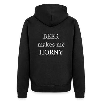 Bier Wein Whiskey Schnaps Alkohol - Unisex Premium Bio Zip Hoodie - Schwarz - Hinten - Nico (187cm)