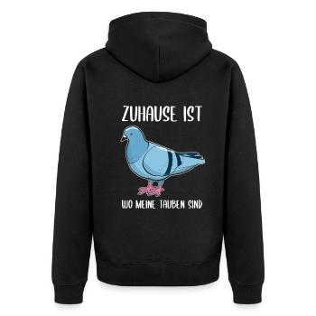 Taube Taubenliebhaber Spruch Geschenk - Unisex Premium Bio Zip Hoodie - Schwarz - Hinten - Nico (187cm)
