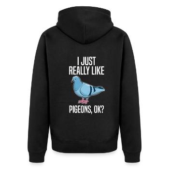 Taube Taubenliebhaber Spruch Geschenk - Unisex Premium Bio Zip Hoodie - Schwarz - Hinten - Nico (187cm)