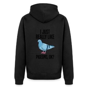 Taube Taubenliebhaber Spruch Geschenk - Unisex Premium Bio Zip Hoodie - Schwarz - Hinten - Nico (187cm)