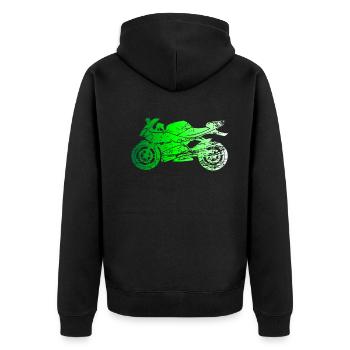 Motorrad Fahrer Motorradfahrer Geschenk - Unisex Premium Bio Zip Hoodie - Schwarz - Hinten - Nico (187cm)