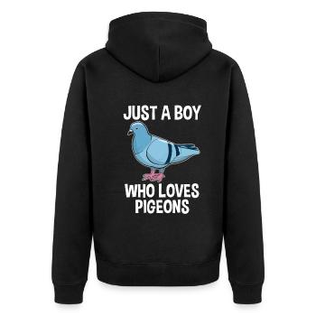Pigeon Pigeon Lovers Saying Gift Boy - Unisex Premium Organic Zip Hoodie - black - Back - Nico (187cm)