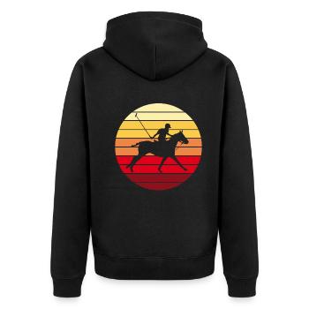Polo Sport Reiter Reitsport Retro Vintage Geschenk - Unisex Premium Bio Zip Hoodie - Schwarz - Hinten - Nico (187cm)