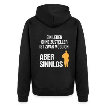 Postbote Zusteller Spruch Briefträger Geschenk - Unisex Premium Bio Zip Hoodie - Schwarz - Hinten - Nico (187cm)